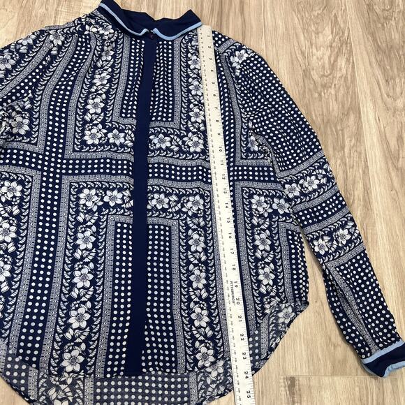 Maeve Anthropologie Floral Rayon Blouse Blue White Size 6 - Picture 5 of 11